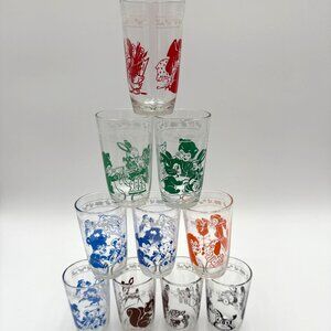 Vintage Set of 10 Kraft Foods Swanky Swigs Juice Glasses Retro MCM 3.75"